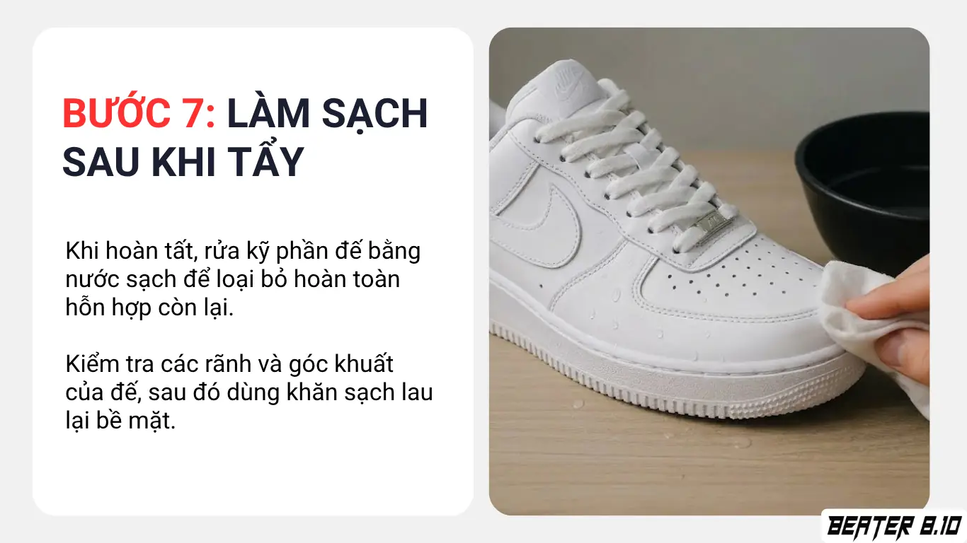 Làm sạch đế giày sau quá trình tẩy ố