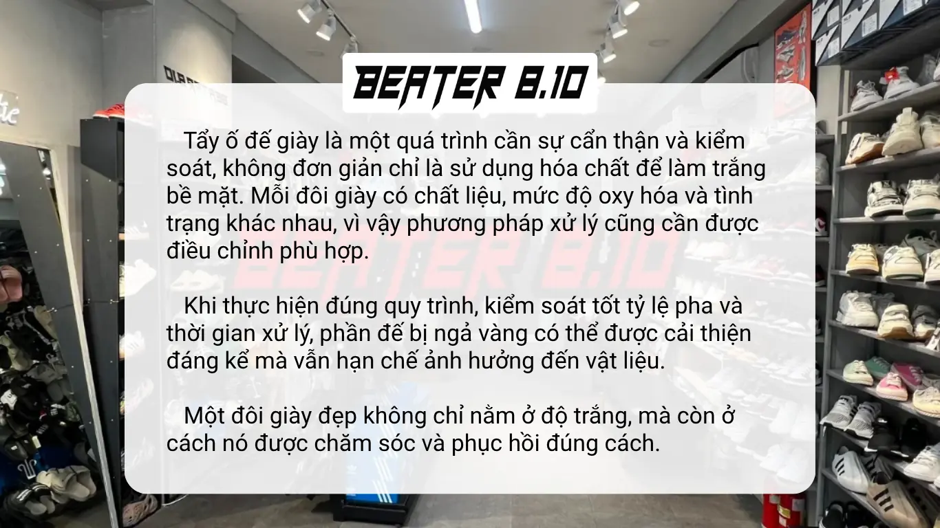 Lưu ý quan trọng khi tẩy ố vàng đế giày tại nhà