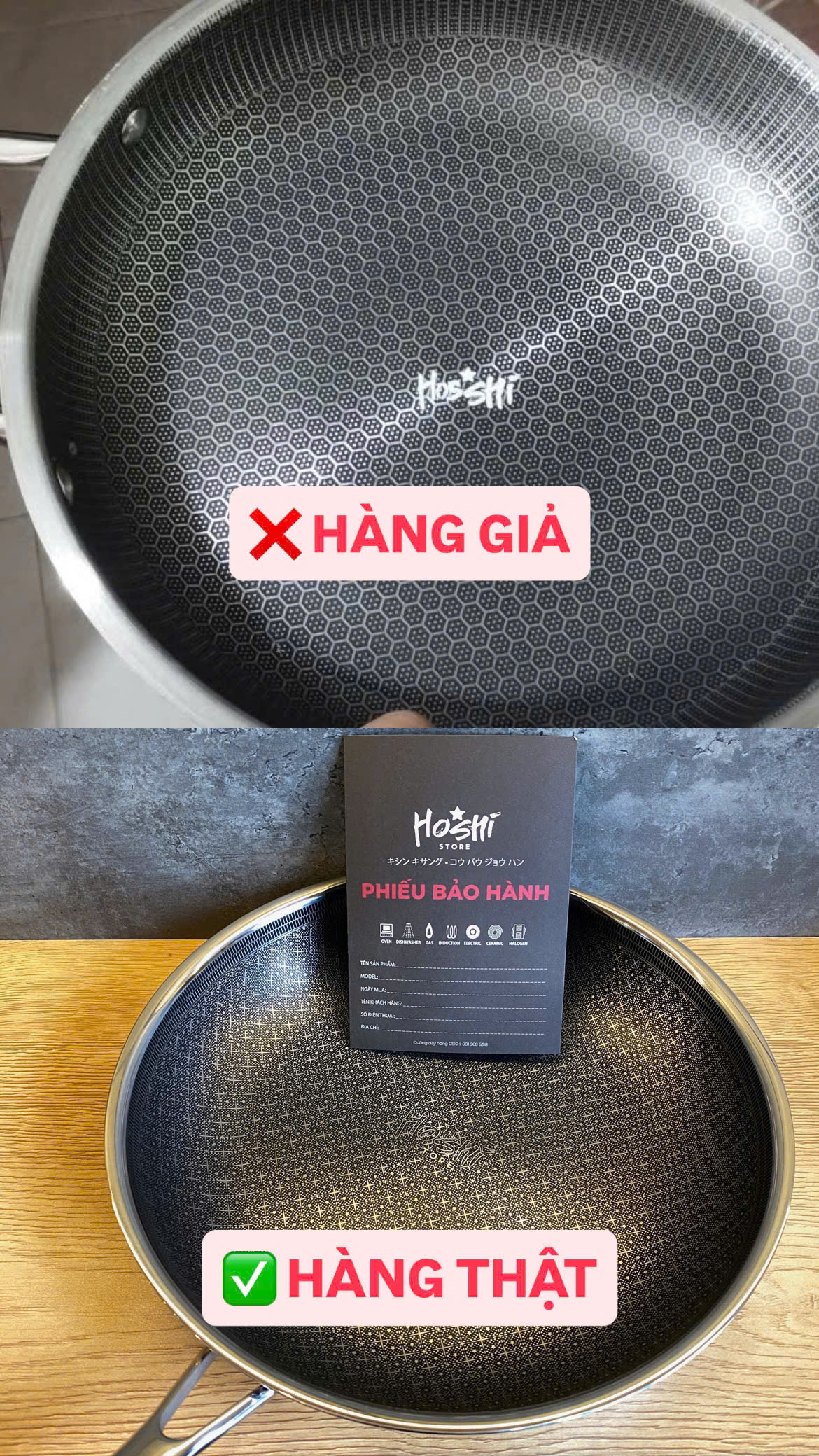 So sánh chảo thật giả