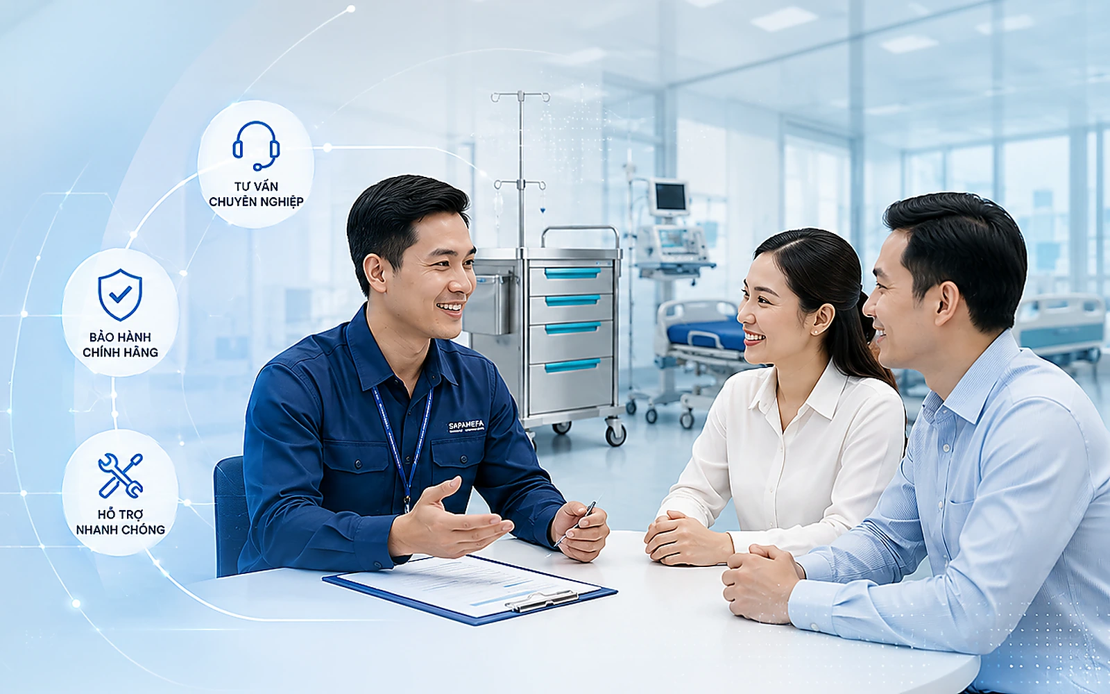 Nhân sự SAPAMEFA tư vấn và hỗ trợ kỹ thuật cho khách hàng