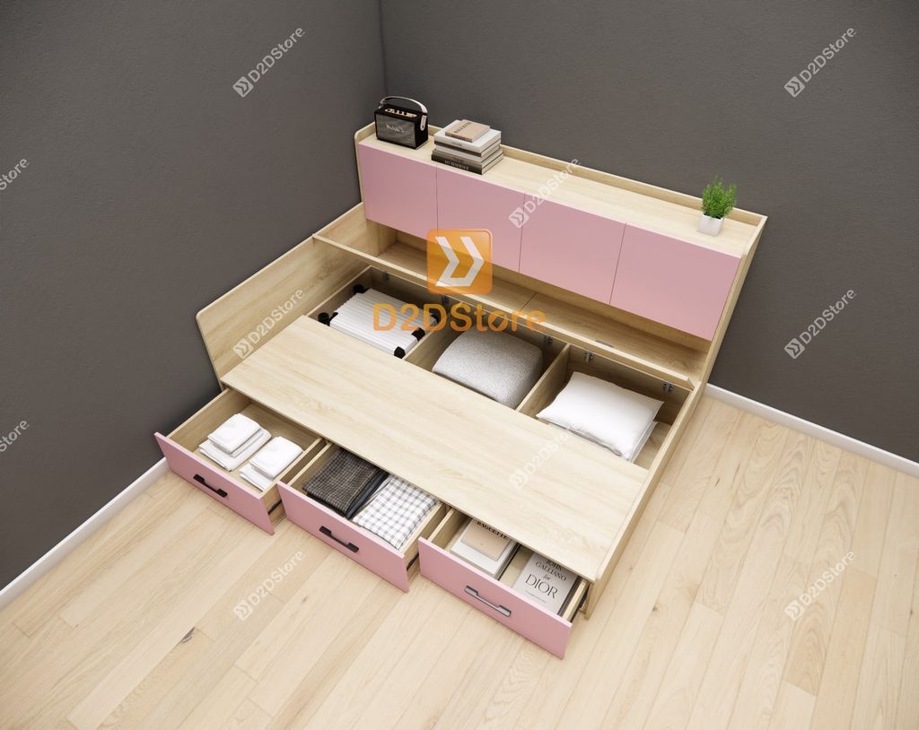 Giường kết hợp kệ sách