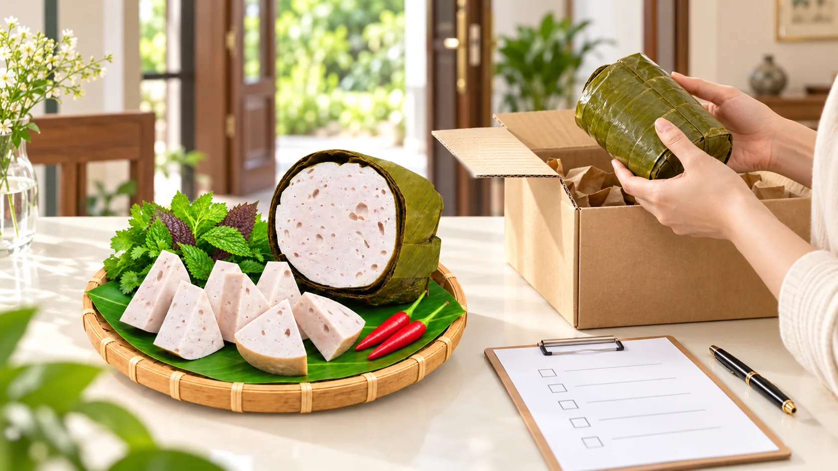 Kiểm hàng giò chả Cửu Long khi nhận và đối chiếu tình trạng sản phẩm