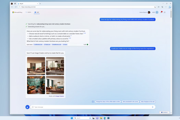 Bing Image Creator hỗ trợ tạo ảnh thông qua khung trò chuyện