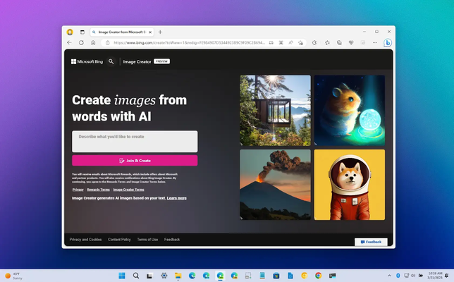 Truy cập công cụ AI của Bing trên trình duyệt Microsoft Edge