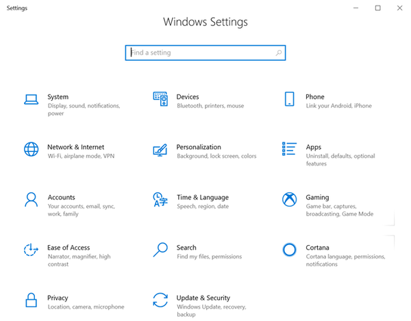 Mở Settings để chỉnh chế độ đóng nắp trên Windows 10