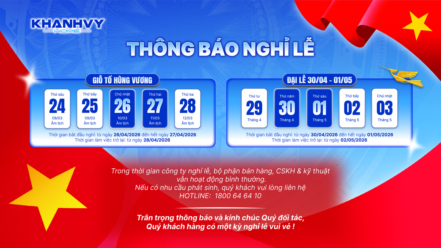 Thông Báo Nghỉ Lễ