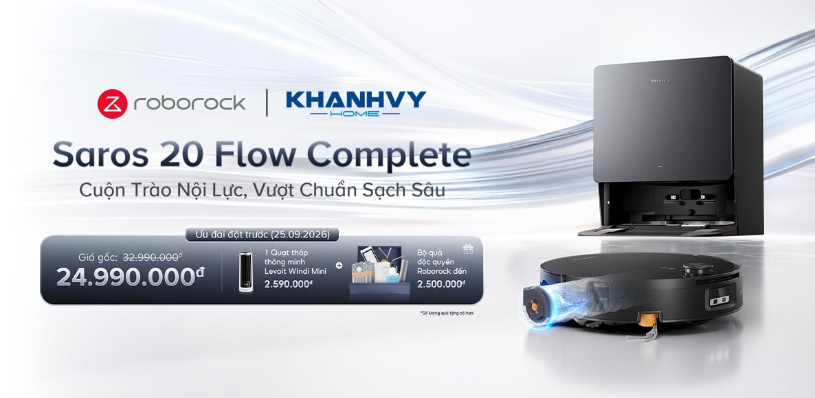 Robot hút bụi lau nhà Roborock Saros 20 Flow Complete