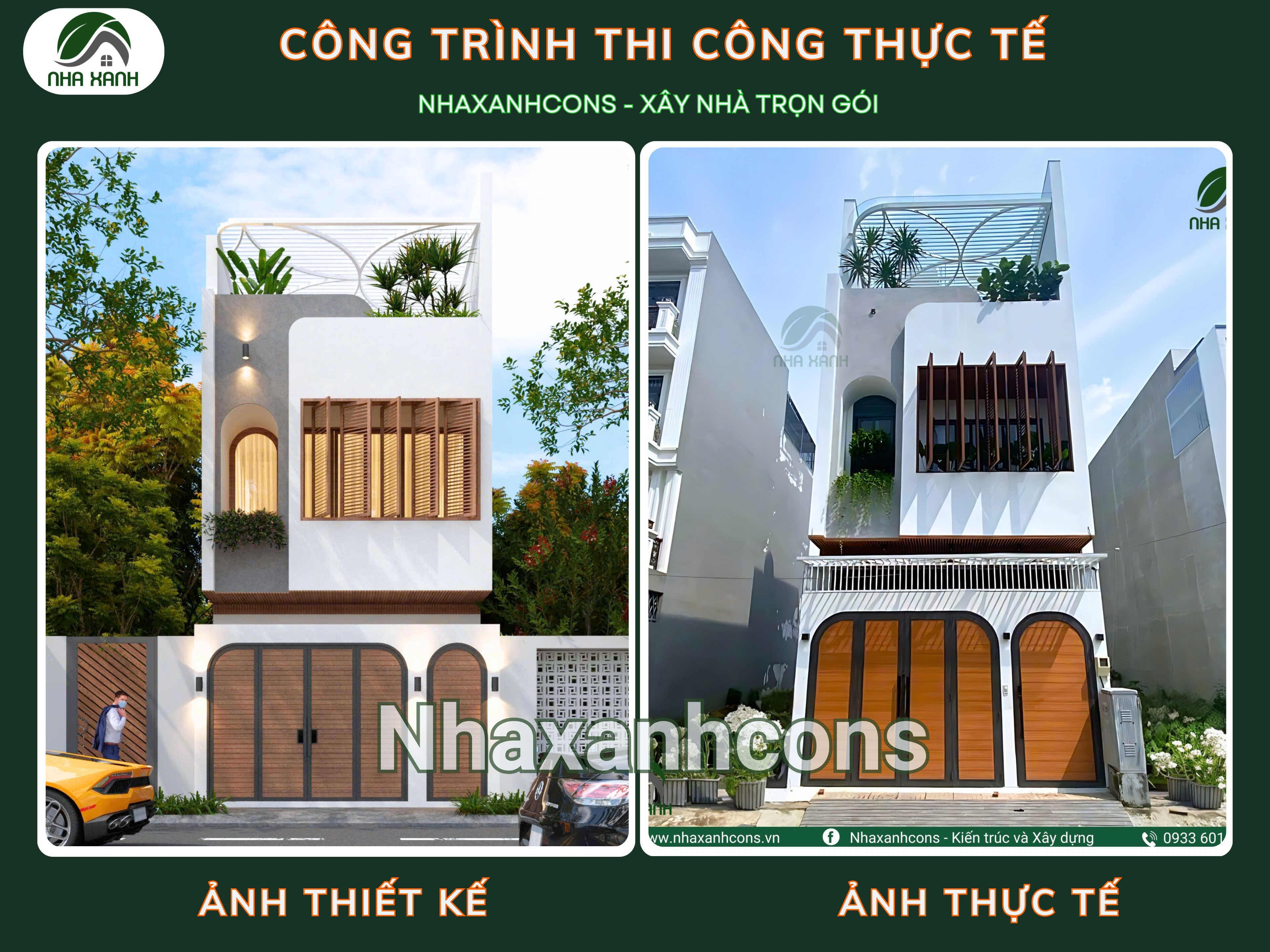 Nhà phố 2 tầng 1 tum hiện đại