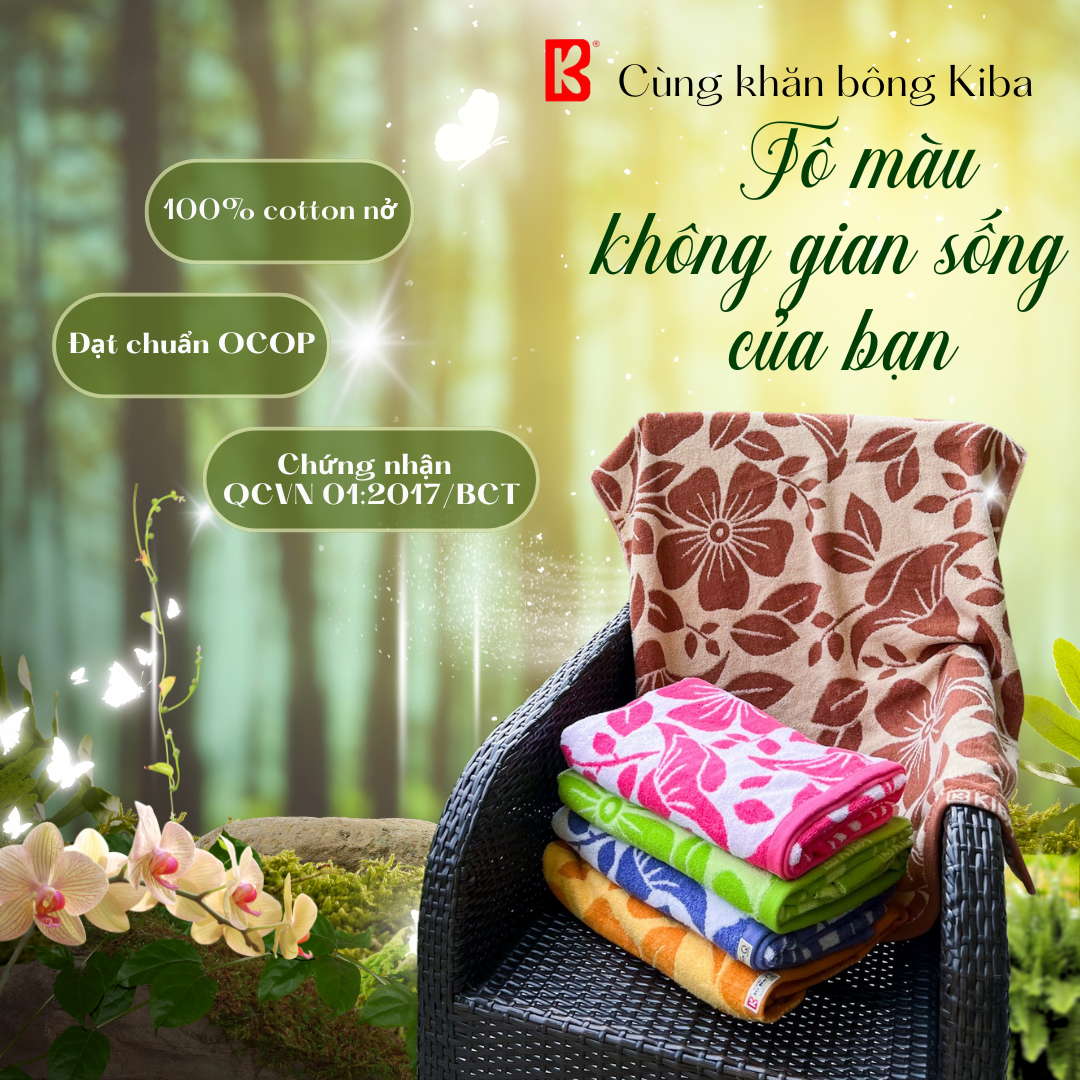 Khăn bông KIBA – Tô màu cuộc sống, mềm mại và an toàn cho da