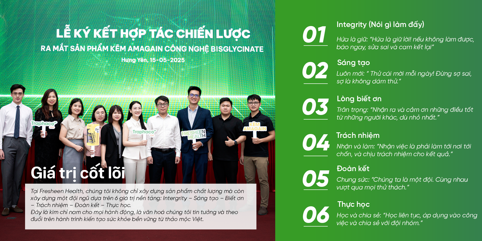 <b>FRESHEEN HEALTH - GIÁ TRỊ CỐT LÕI</b>