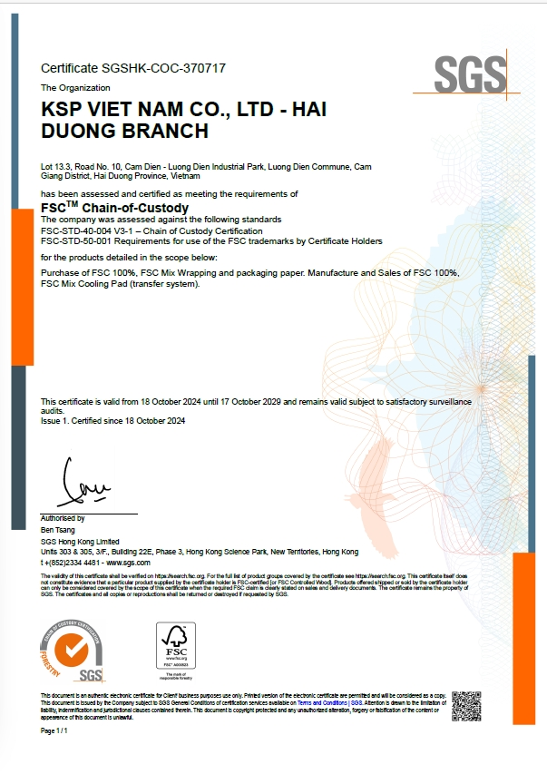 Chứng nhận ISO 9001:2015 Chi nhánh Hải Dương