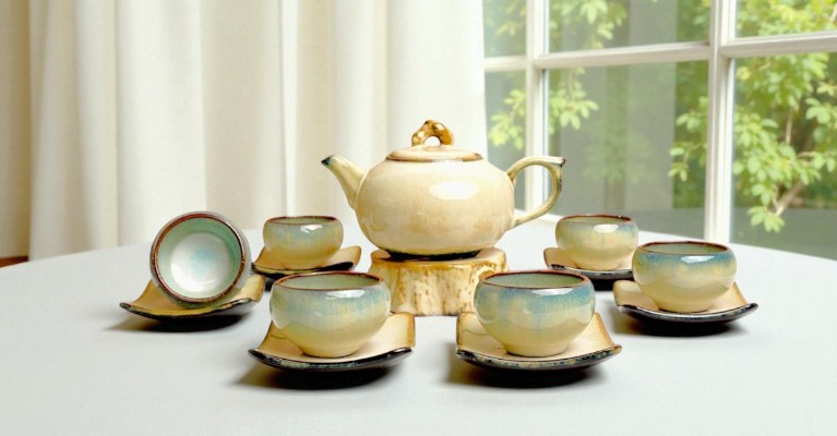 Bộ ấm chén men hoả biến