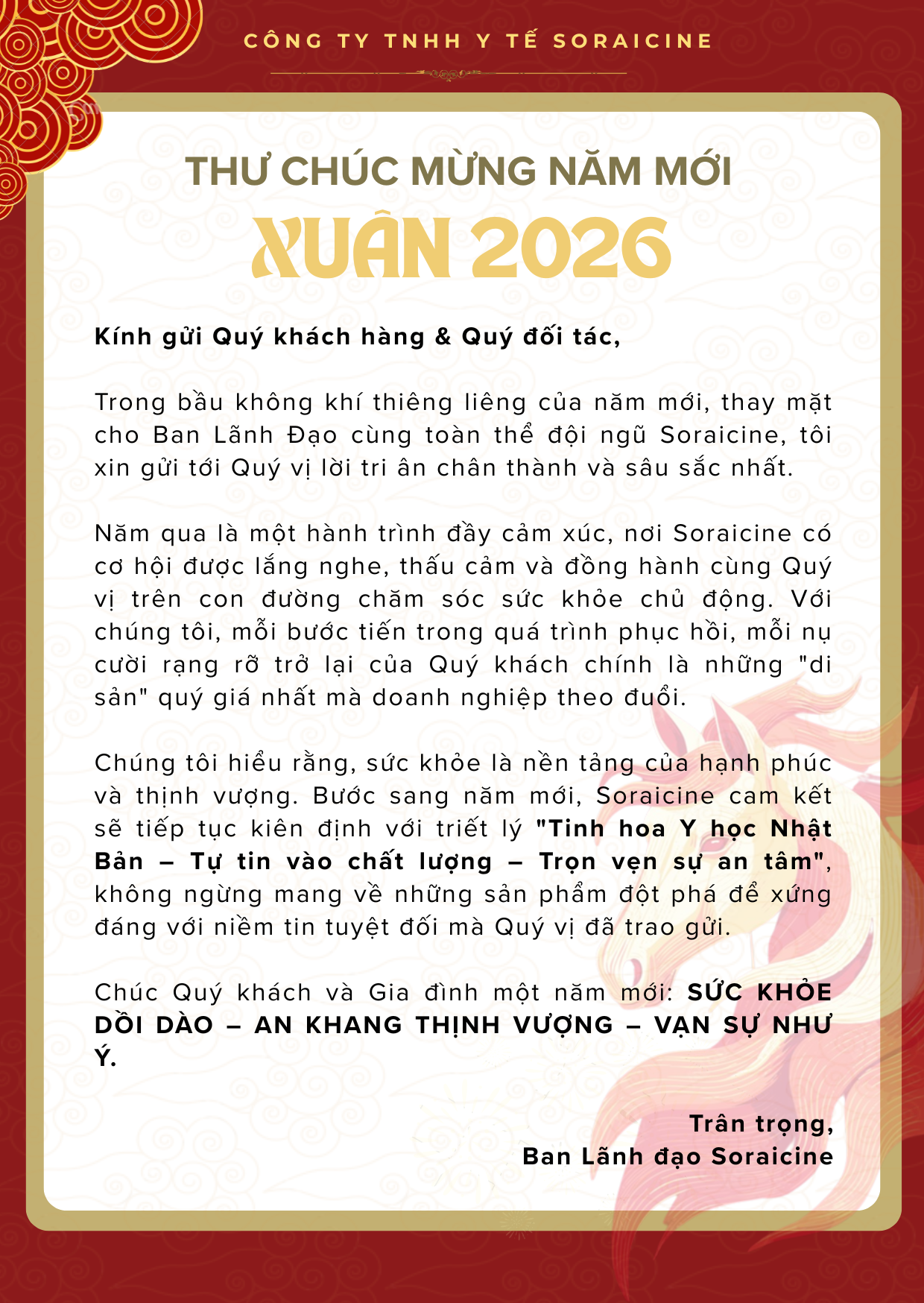 khuyến mãi Tết 2026, tri ân Tết độc quyền từ Tinh hoa y học Nhật Bản, Soraicine quà tặng Tết