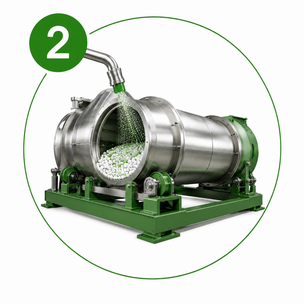 Mechanical blending in a rotary drum for homogeneous coverage