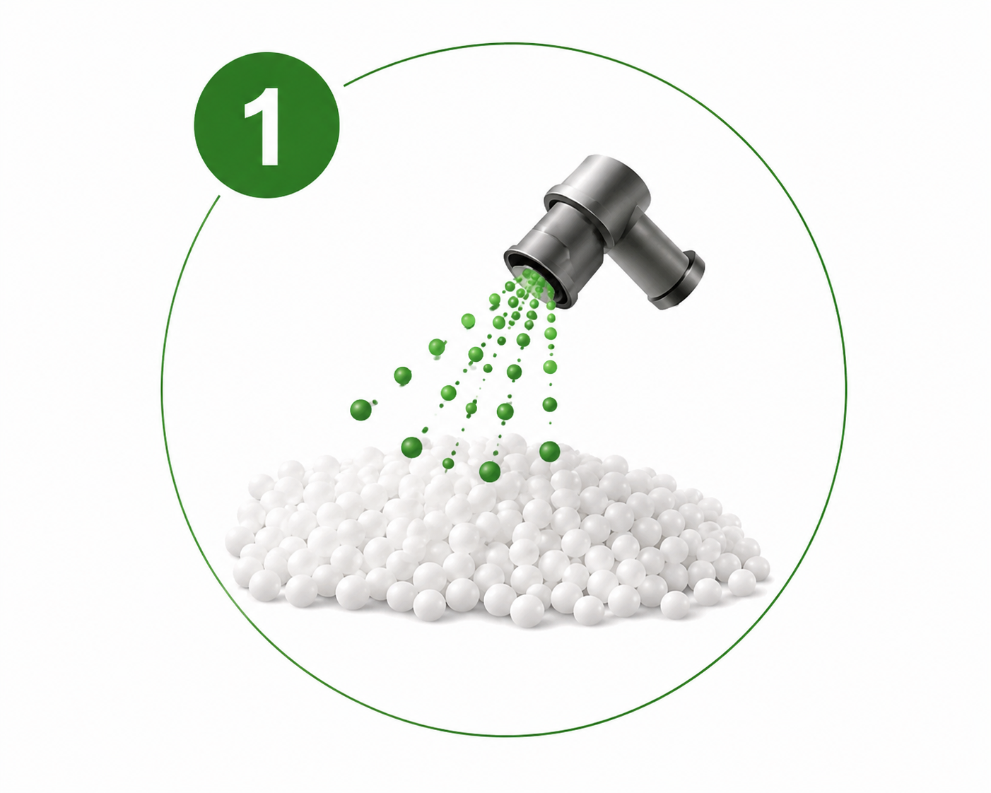 Uniformly spray N-KEEP onto urea prills/granules