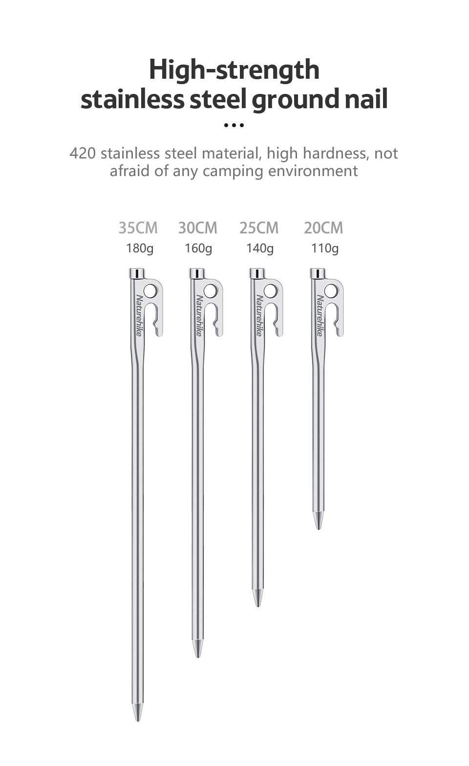 Cọc dựng lều cắm trại chính hãng NatureHike NH19PJ014 30cm