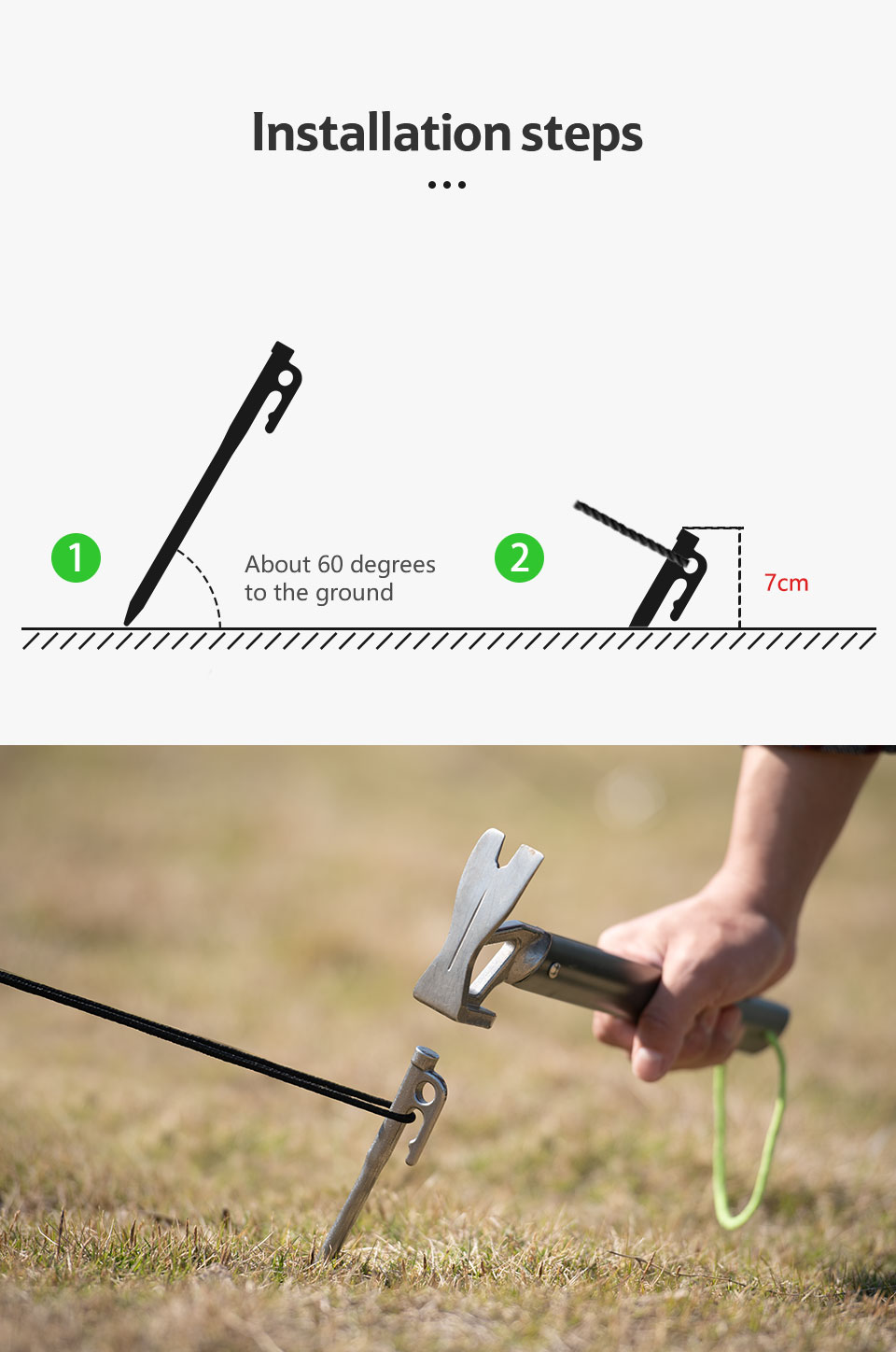 Cọc dựng lều cắm trại chính hãng NatureHike NH19PJ014 30cm