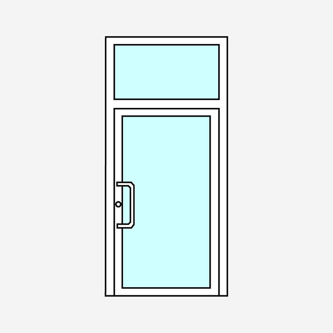Cửa ra vào 1 cánh có kính trên cố định
