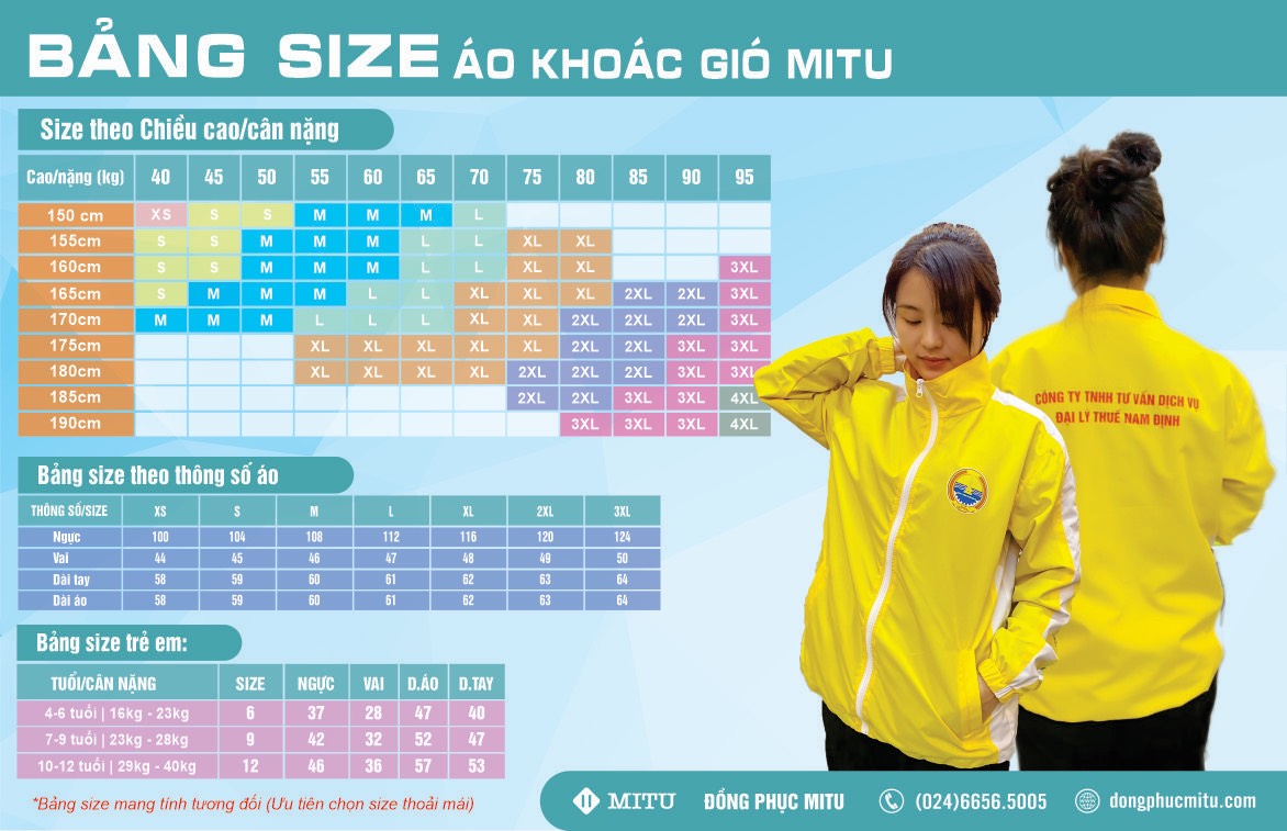 Áo khoác gió 2 lớp may theu yêu cầu