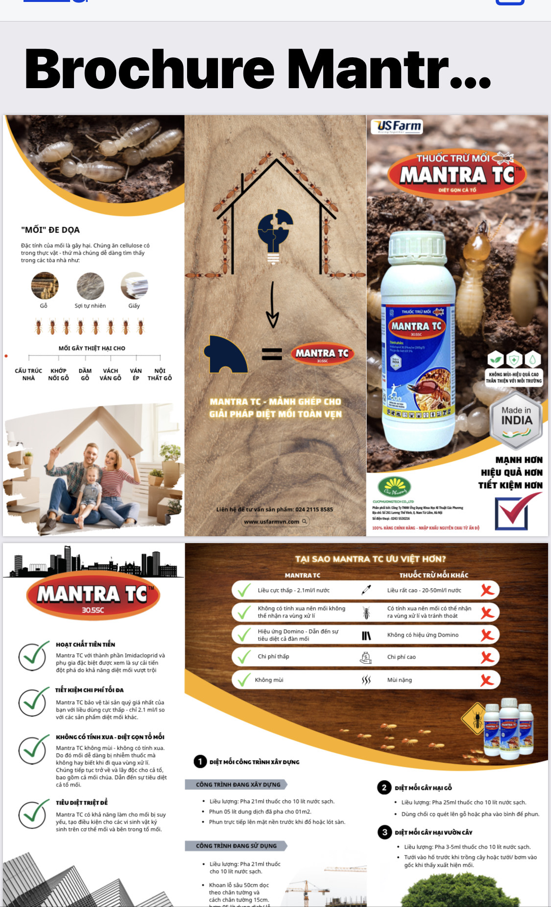 Thuốc diệt trừ Mối Mantra 30.5TC nhập khẩu Ấn Độ, sản phẩm chuyên dụng Phòng trừ mối có tính lan truyền, hiệu quả cao