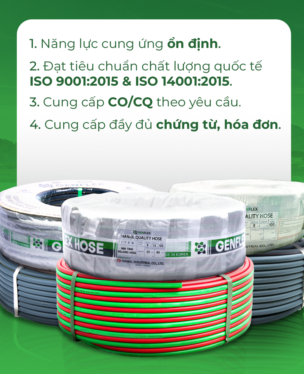 sản phẩm chủ lực: ỐNG HƠI KHÍ NÉN & ỐNG GIÓ ĐÁ