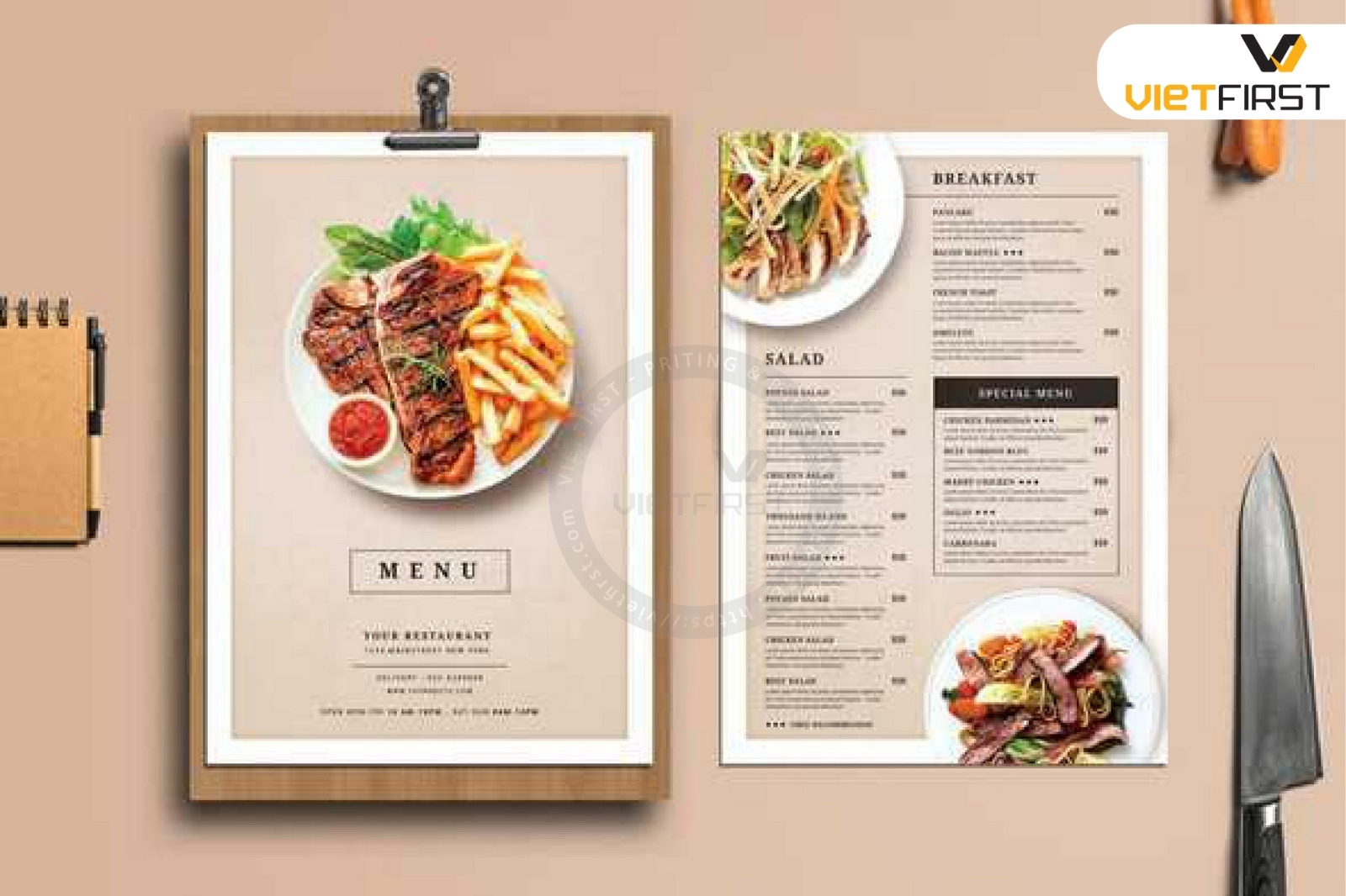 in menu giấy