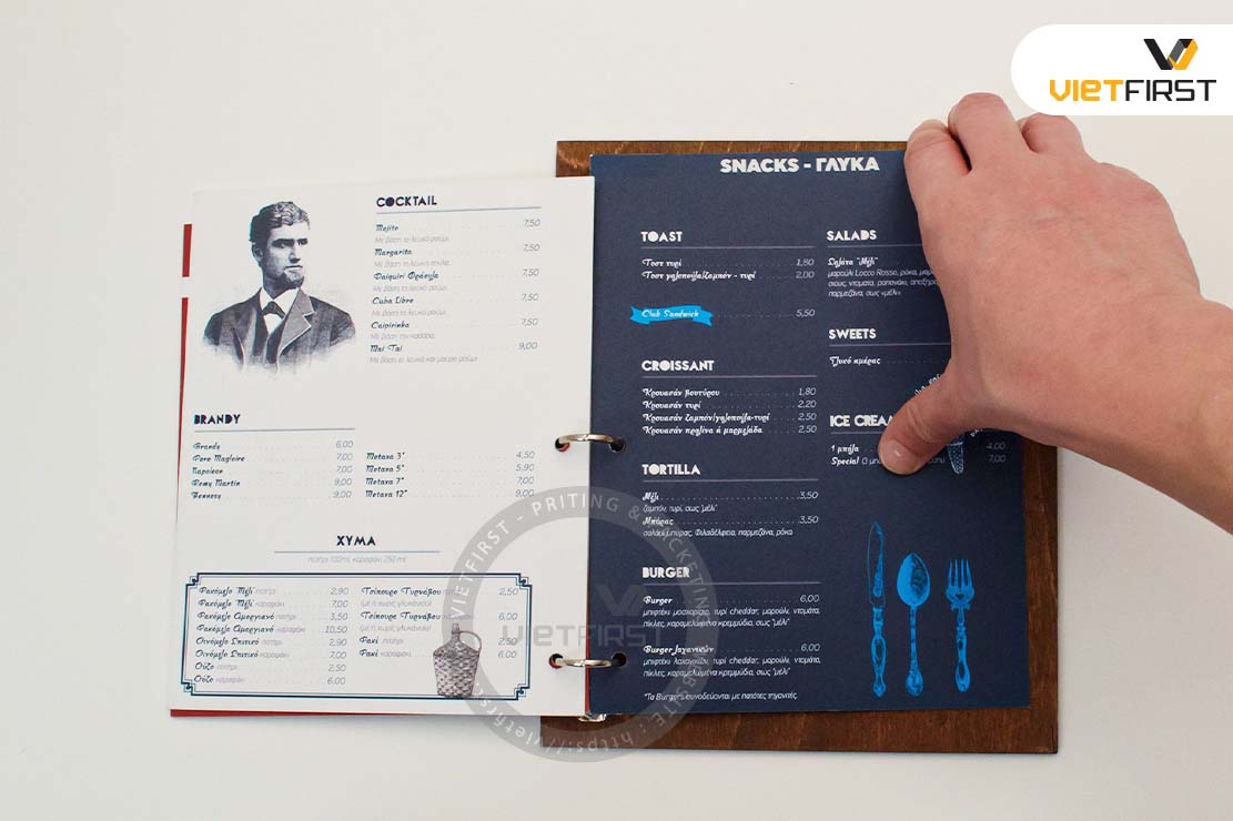 Menu bìa gỗ