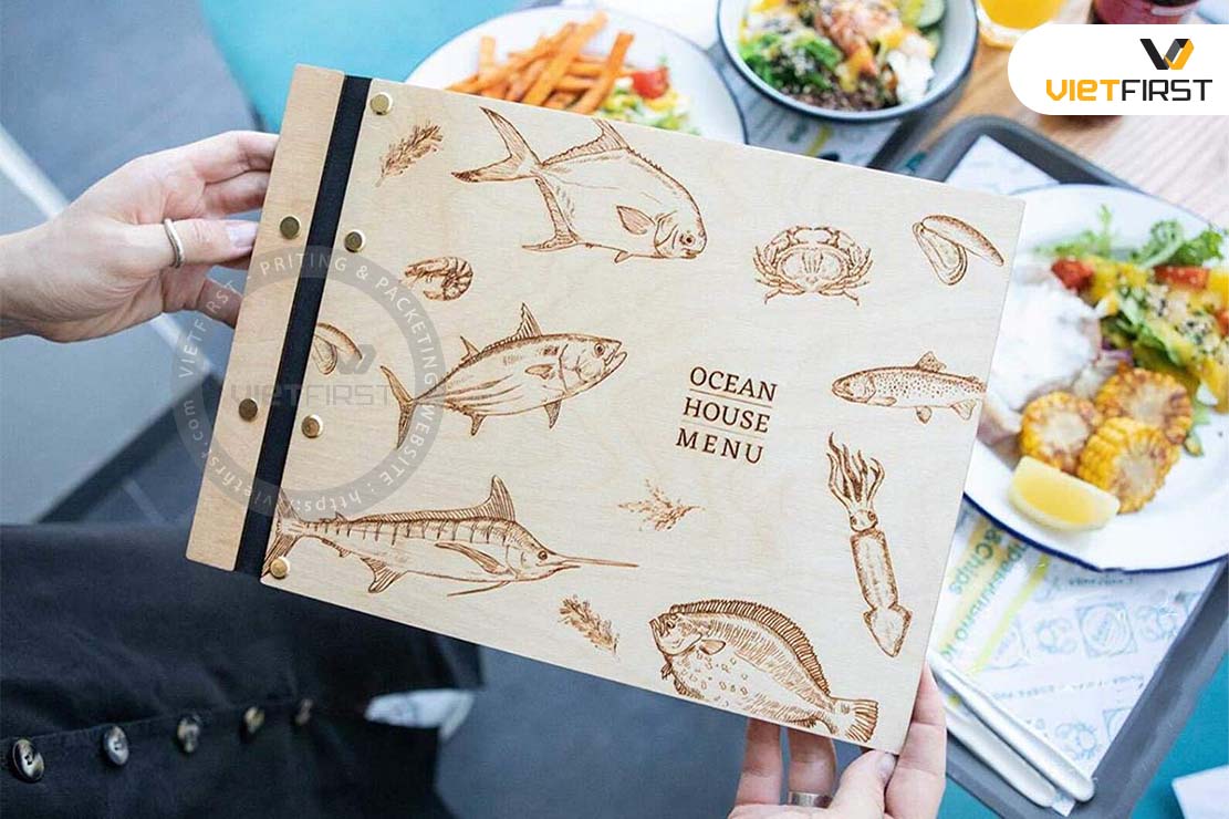 Menu bìa gỗ