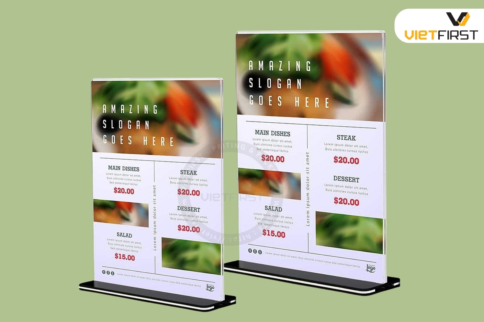 menu để bàn