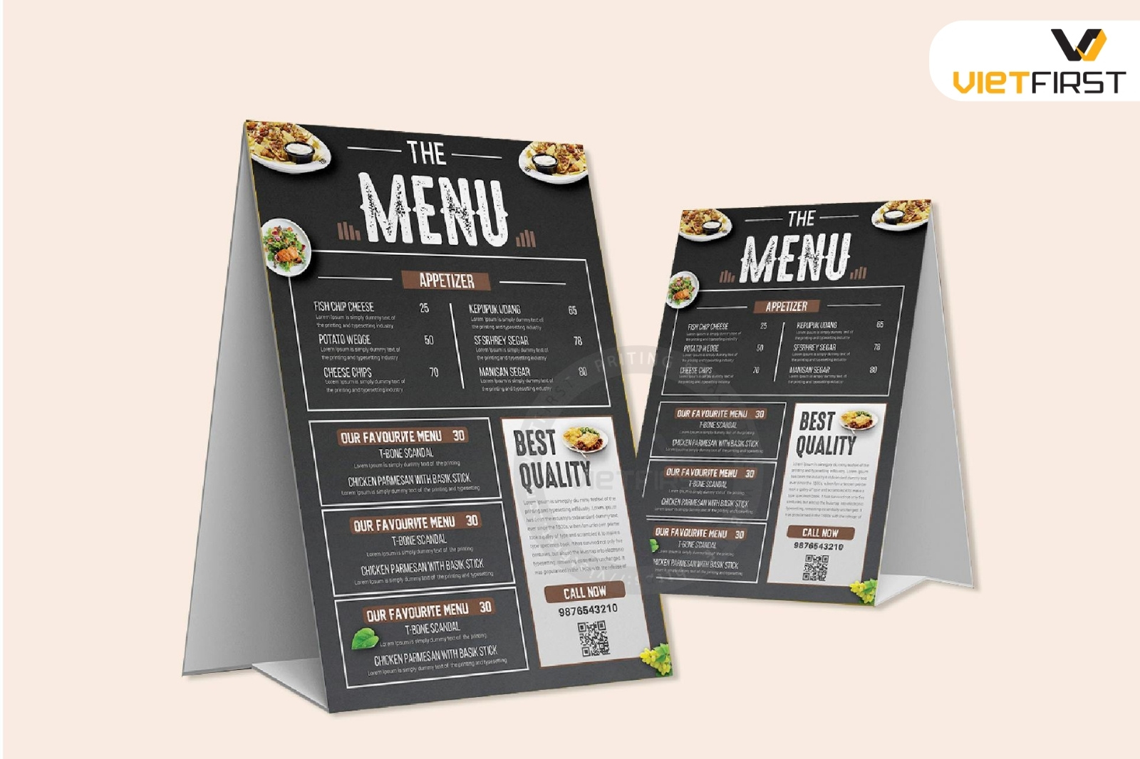 menu để bàn