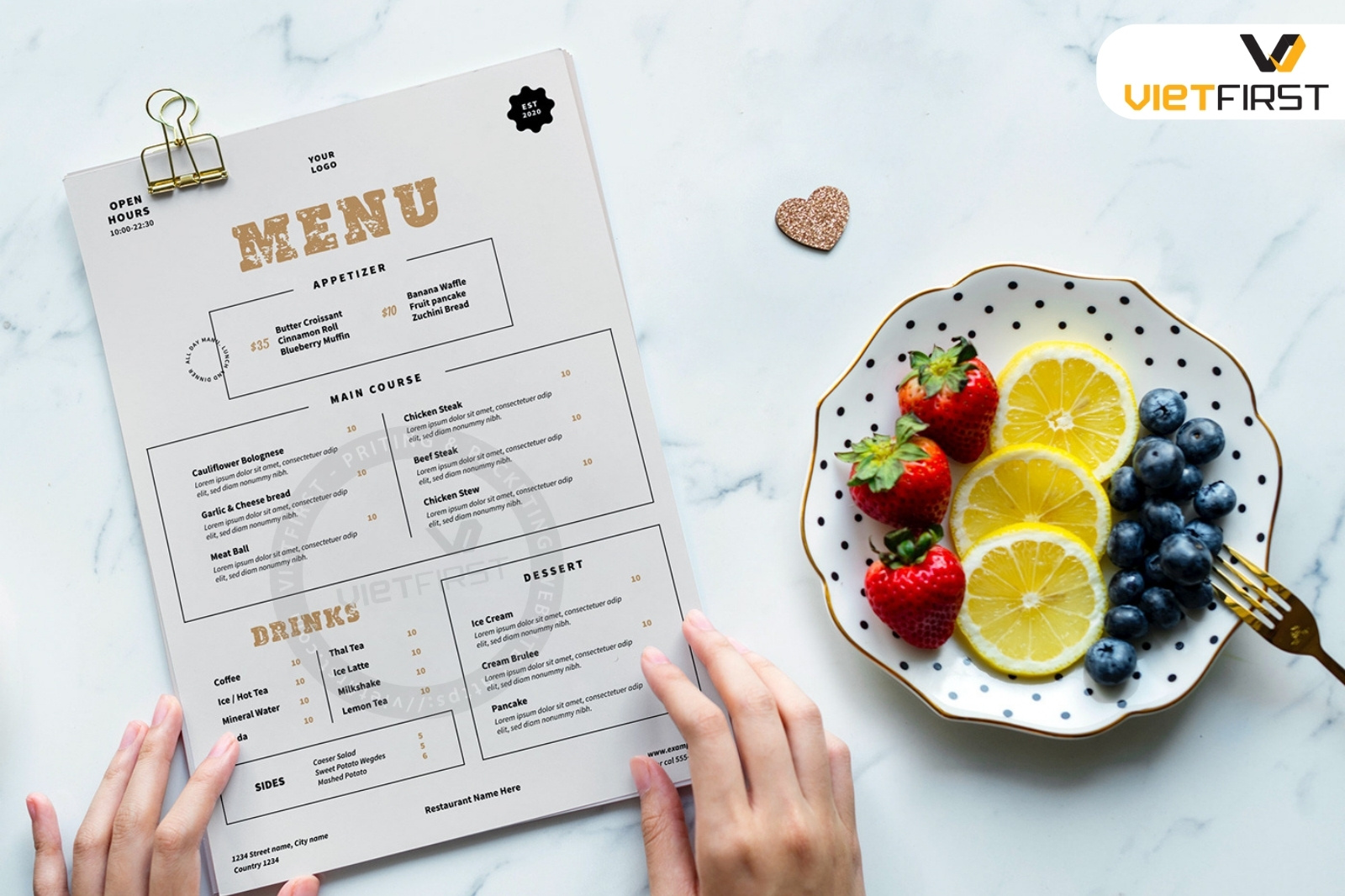 menu để bàn