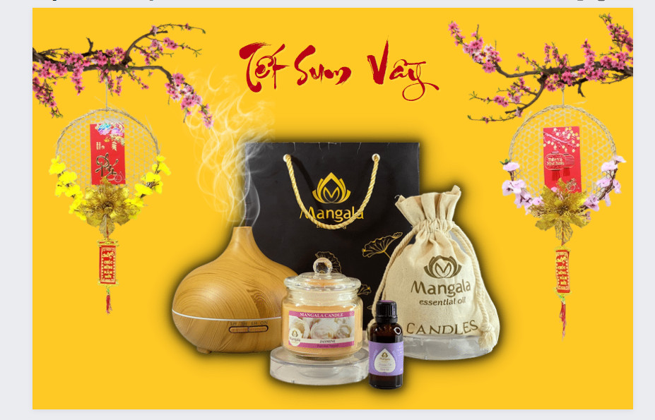 Giỏ quà Tết Đà Nẵng - những sản phẩm từ tinh dầu thiên nhiên hoặc Nến Thơm tinh dầu sử dụng tạo hương thơm và thanh lọc không khí trong phòng khách