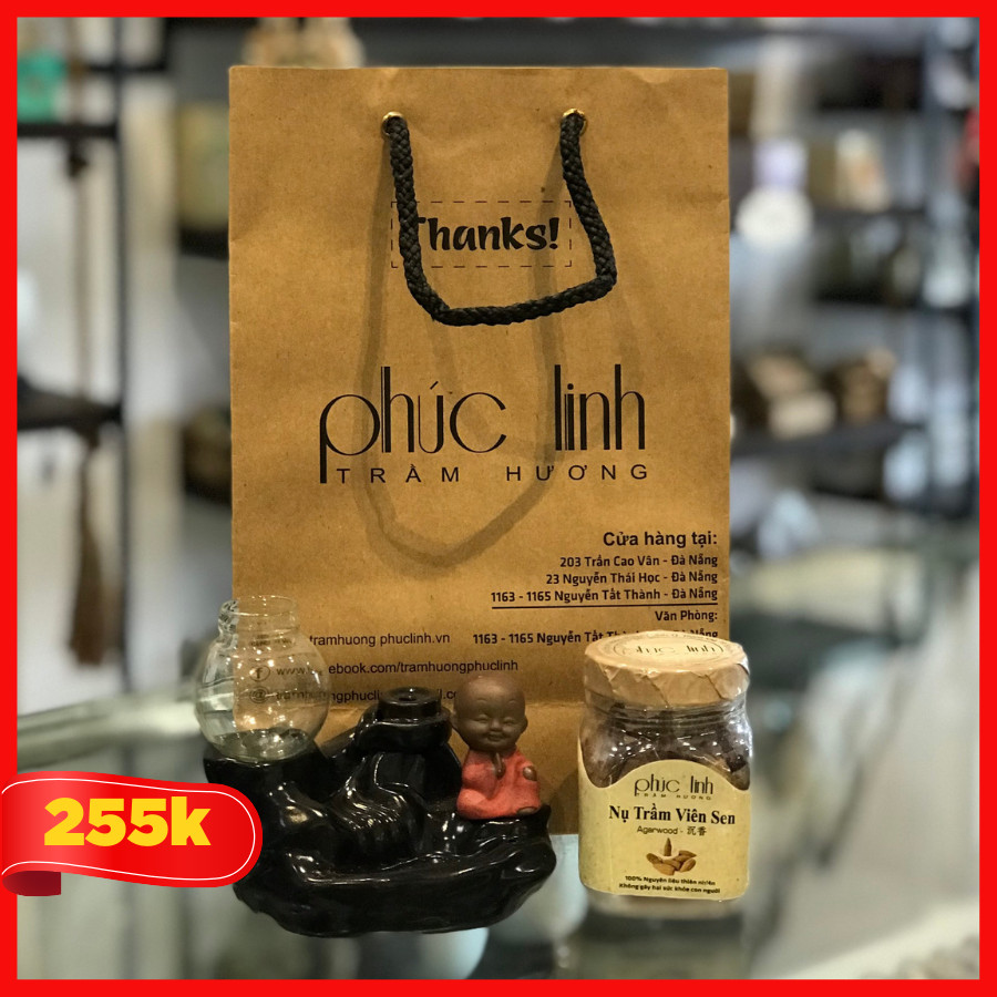 Giỏ quà Tết Phúc Linh gồm nụ trầm hương thác khói và dụng cụ đốt Trầm khói ngược xu hướng thưởng thức trầm đang được ưa chuộng hiện nay - Liên hệ: 0901 126119