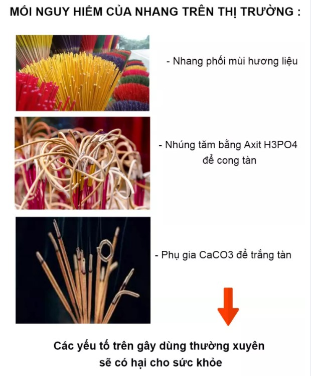 Loại nhang tẩm hóa chất và phụ gia là nguyên nhân gây hại đến sức khỏe người sử dụng