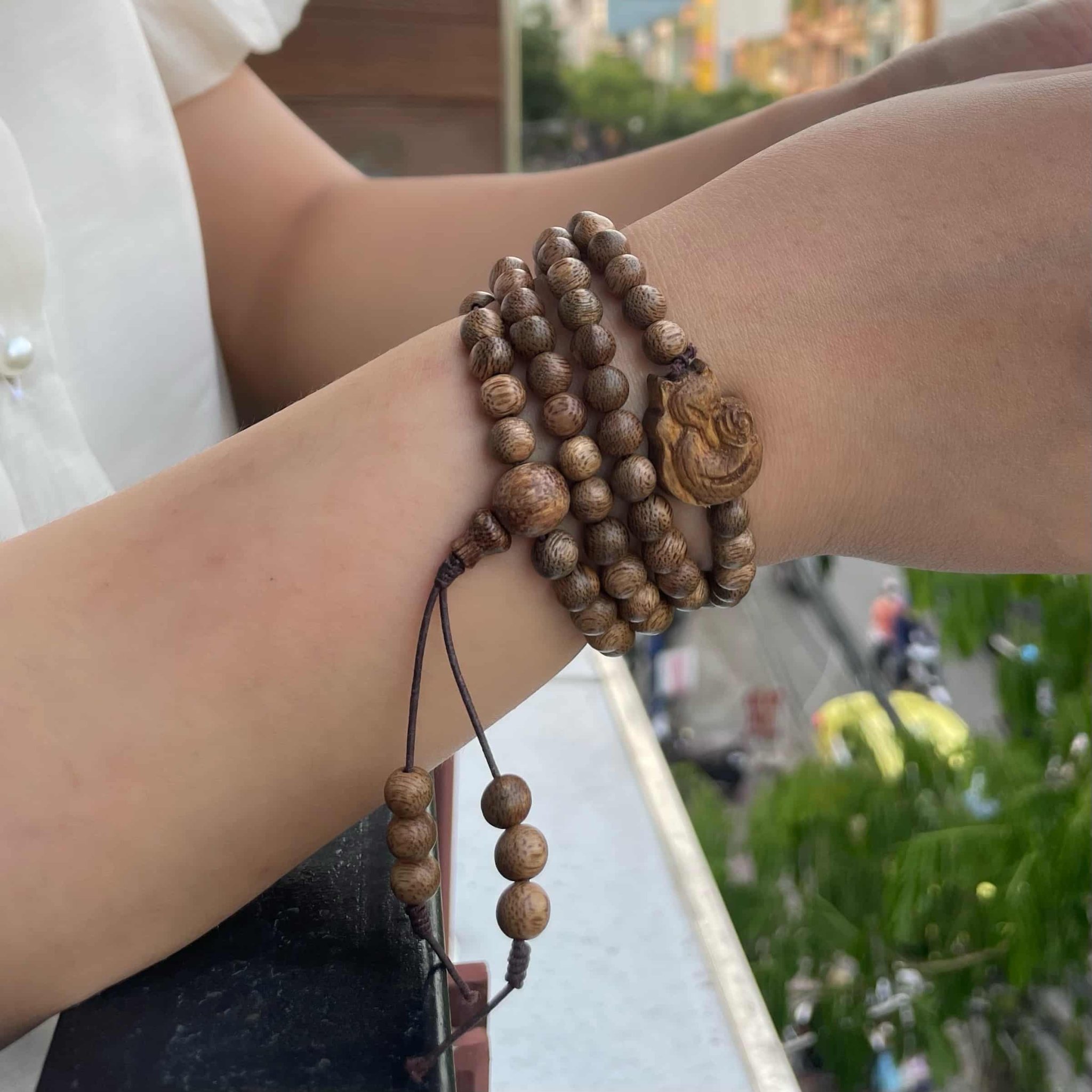 Vòng Cổ Phúc Linh Tốc Trầm 6ly Phối Charm Trầm Hồ Ly