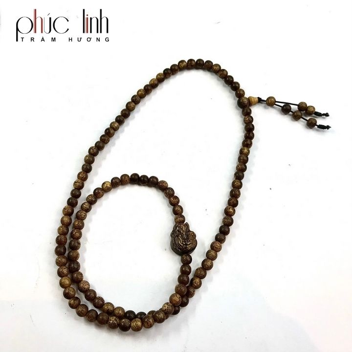 Vòng cổ Phúc Linh Tốc Lào 6ly phối charm trầm hồ ly