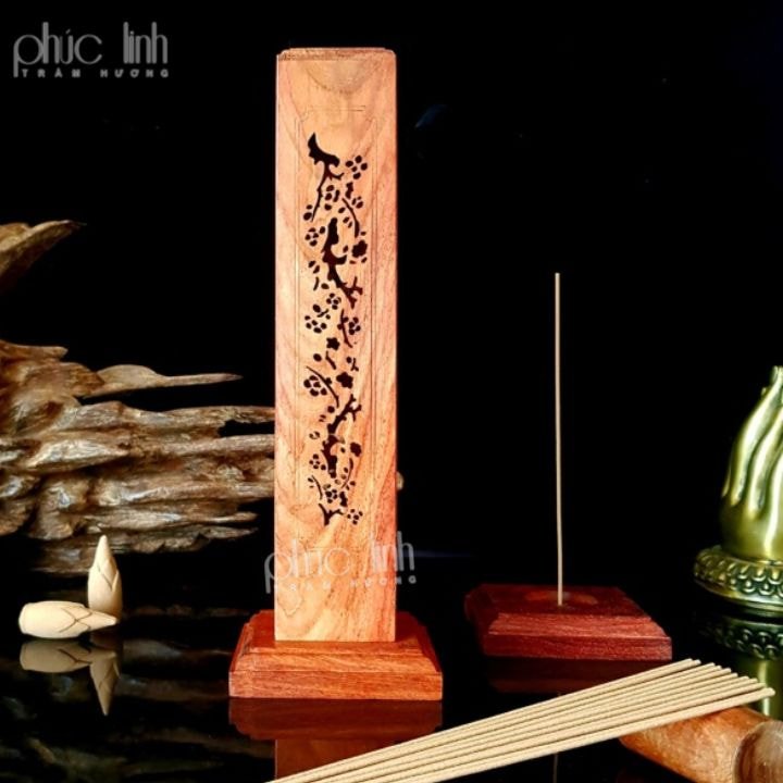 Xông Gỗ Đứng Nguyên Khối dành cho Nhang Trầm Không Tăm